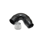 Black hard anodized 6061 aluminum Vibrant -6AN 120 degree hose end fitting for PTFE lined hose