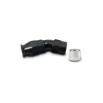 Black hard anodized Vibrant Performance -6AN 30-degree hose end fitting with aluminum olive for PTFE-lined hose