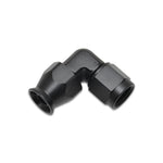 Black anodized 6061 aluminum 90 degree -6AN tight radius forged hose end fitting for PTFE lined hoses.