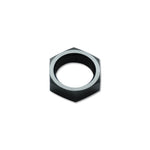 Black anodized 6061 aluminum -6AN bulkhead nut for performance automotive plumbing systems.
