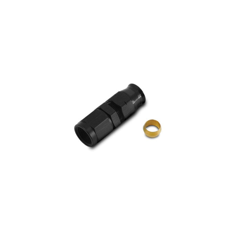Vibrant Performance black aluminum -6AN female to 5/16 inch tube adapter fitting with brass olive insert