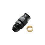 Vibrant Performance 16456 adapter fitting showing the -6AN male threads, 3/8 inch tube opening, and brass olive insert.