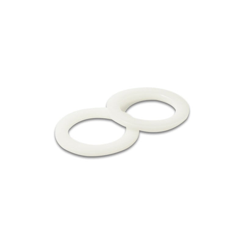 Pair of white -6AN PTFE sealing washers for bulkhead adapter fittings.