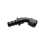 Vibrant Performance 22406 -6AN 45-degree aluminum push-on hose end fitting with barbed connector.