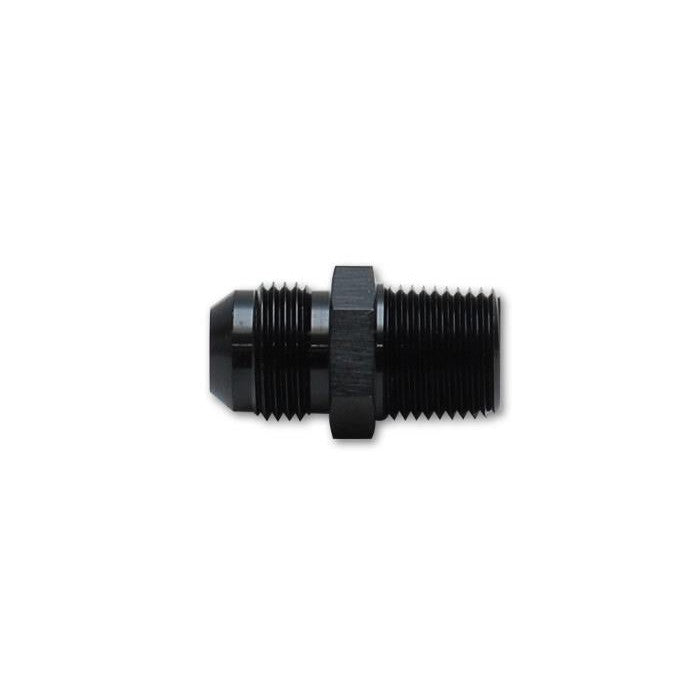 Vibrant Performance 10218 6061 aluminum straight adapter fitting, male -6AN to 1/2 inch NPT male.