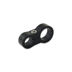 Black anodized 6061 aluminum stepped hose separator for -6AN and -8AN plumbing lines.
