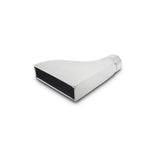 Polished T304 stainless steel rectangular exhaust tip with a 2.5 inch weld-on inlet.