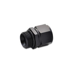 Vibrant Performance black anodized 6061 aluminum -8AN female to -6AN male ORB straight adapter with O-ring.
