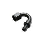 Vibrant Performance -8AN 150-degree push-on hose end fitting made of 6061 aluminum alloy.