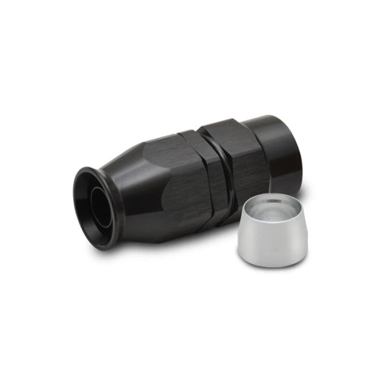Vibrant Performance 28008 black hard anodized -8AN straight high flow hose end fitting for PTFE lined hoses.