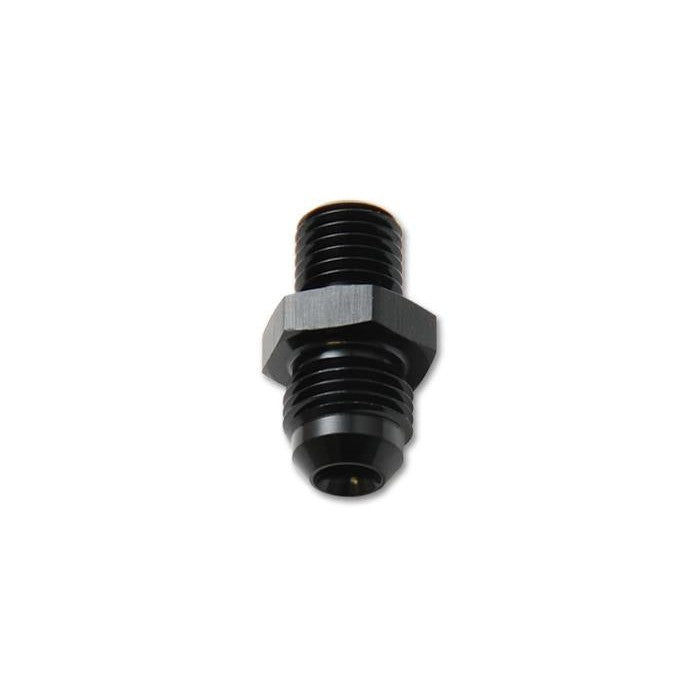 Black anodized 6061 aluminum -8AN to M16 x 1.5 metric straight adapter fitting with included crush washer