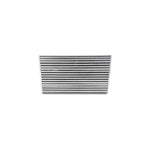 Bare aluminum bar and plate intercooler core showing high-density louvered fin design for horizontal air-to-air cooling