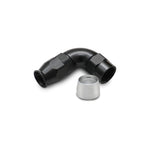 Vibrant Performance black hard-anodized 90-degree one-piece -10AN aluminum hose end for PTFE-lined flex hose