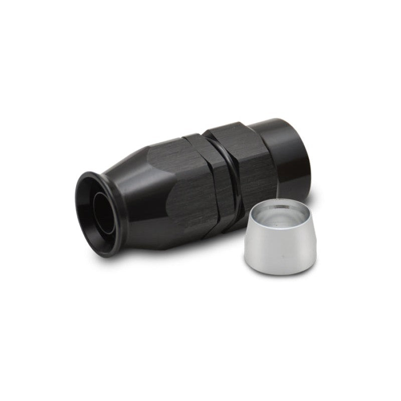 Black hard anodized 6061 aluminum -12AN straight hose end fitting for PTFE lined hoses.