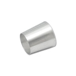 Mirror polished 6061 aluminum transition reducer, 3.5 inch to 4 inch outer diameter, 3 inch length.