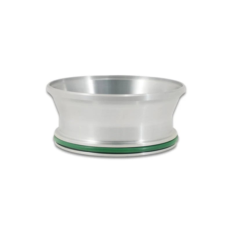 Vibrant Performance 6061 aluminum transition weld ferrule 4.5 inch to 4 inch OD with black O-ring seal.