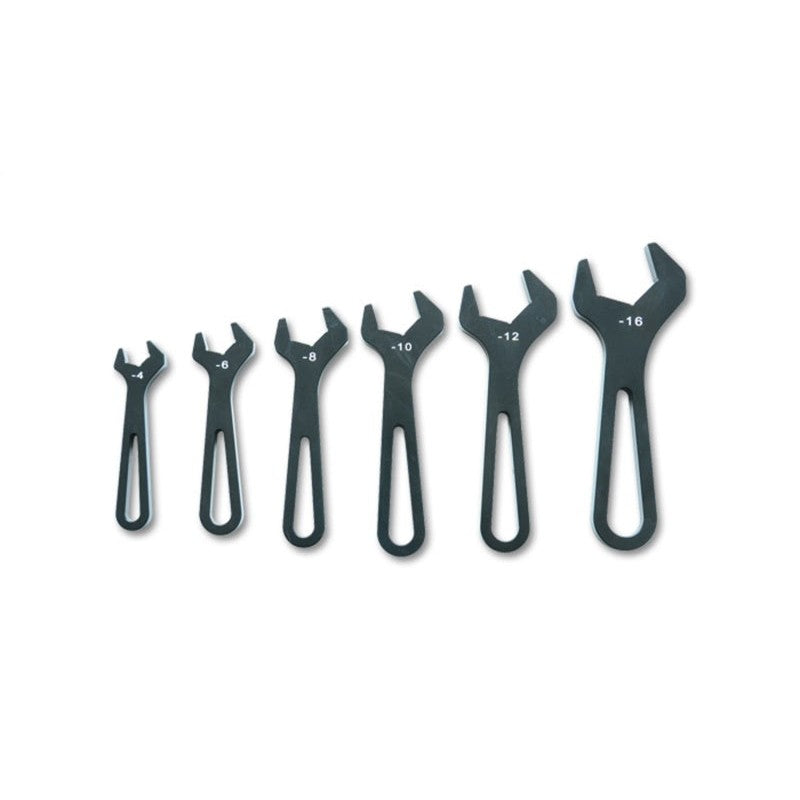 Six-piece set of Vibrant Performance aluminum AN wrenches in assorted sizes from AN-4 to AN-16