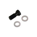 Vibrant Performance black anodized 6061 aluminum banjo bolt with two crush washers
