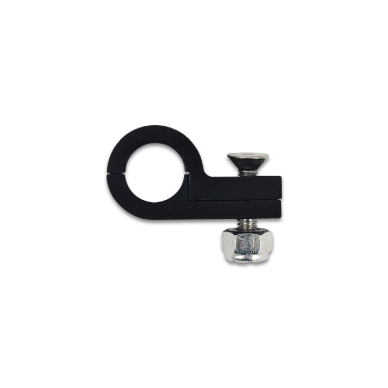 Black anodized billet aluminum P-clamp with 3/16 inch internal diameter for hose and wire management.