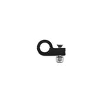 Black anodized billet aluminum P-clamp for 9/16 inch hoses showing the mounting hole and inner diameter.
