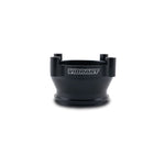 Vibrant Performance 12470 machined 6061 aluminum 74mm Bosch throttle body adapter to 3-inch HD clamp ferrule.