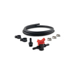 Vibrant Performance catch can drain kit including 4 feet of hose, ball valve, -8 ORB adapter, and mounting clamps.