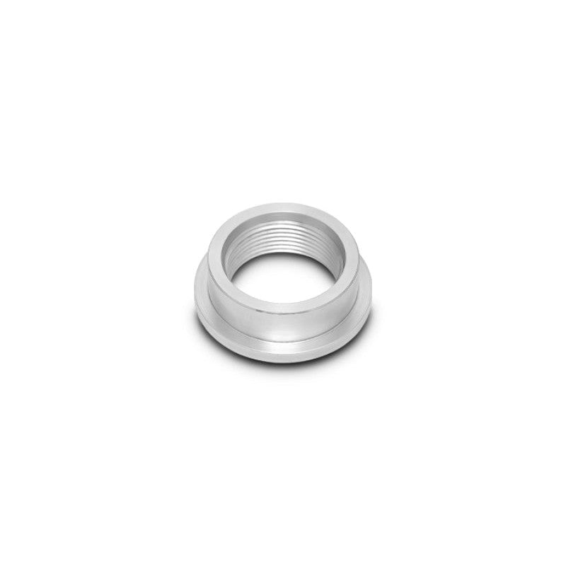 CNC-machined aluminum female weld-on bung with -20AN 1-5/8in-12 internal threads.
