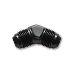 Vibrant Performance 45-degree male -8 AN flare union adapter fitting in black anodized aluminum.