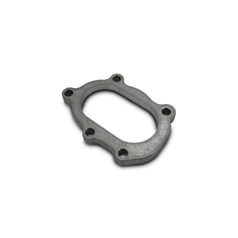 Vibrant Performance 14480 mild steel 5-bolt turbo discharge flange with oval outlet for Garrett GT series turbos.