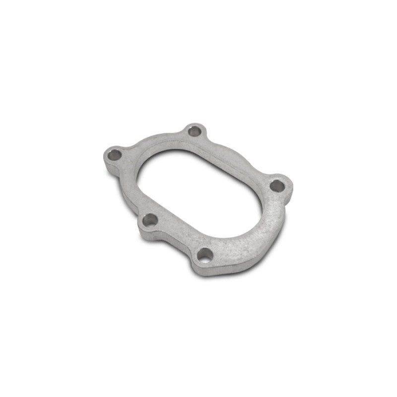 Vibrant Performance 1448 T304 stainless steel 5-bolt turbo discharge flange with oval outlet.