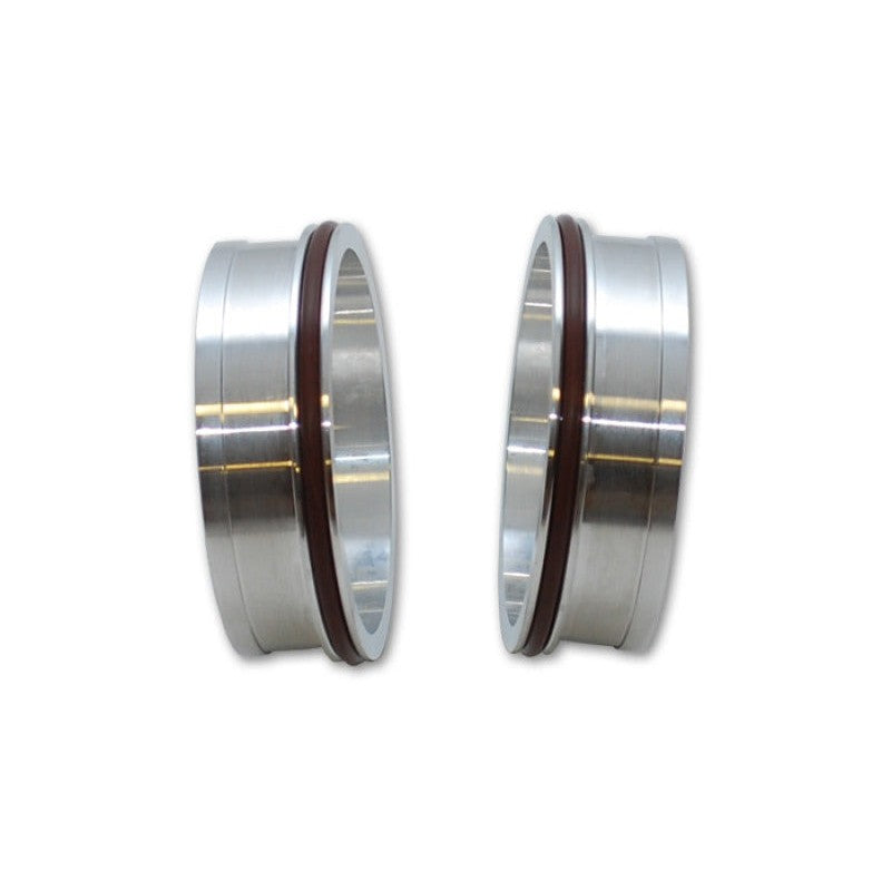 Pair of Vibrant Performance HD Clamp 6061 aluminum weld ferrules for 2-inch OD tubing with O-rings