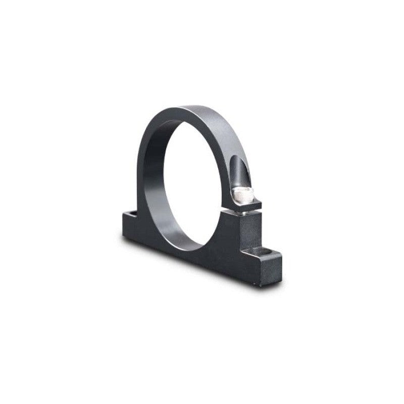 Black anodized 6061 billet aluminum mounting bracket for Vibrant HD PowerFilter fuel filters showing four mounting holes.