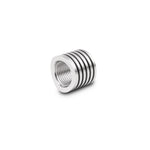 T304 stainless steel finned heat sink oxygen sensor weld bung with M18 x 1.5 threading for Bosch LSU 4.9 sensors.