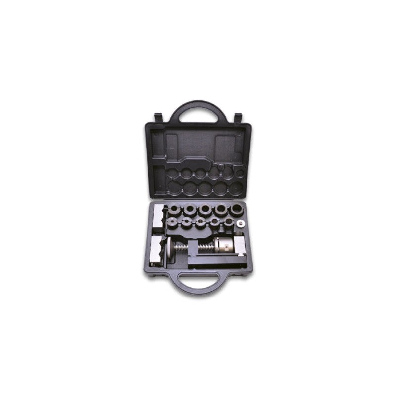 Vibrant Performance AN hose assembly tool kit with steel jigs, clamping tool, and vise jaws in a carrying case.