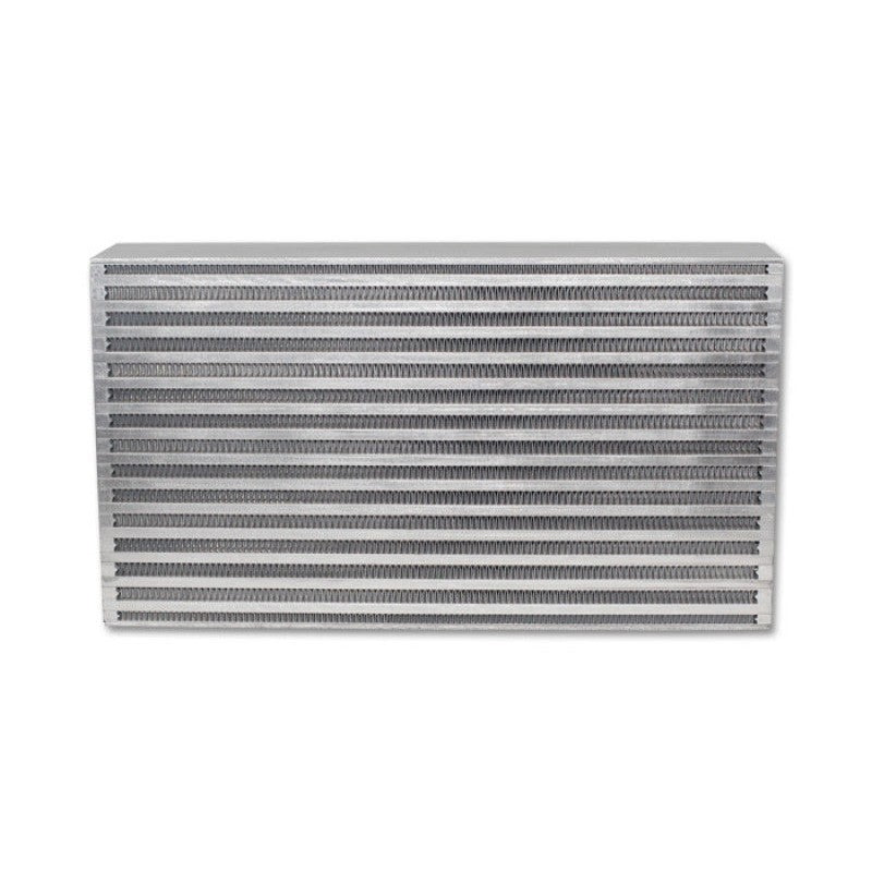 Vibrant Performance 12844 bar and plate aluminum intercooler core showing high-density internal louvered fins.