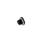 Black anodized 6061 aluminum M12 x 1.0 metric port plug with silver crush washer