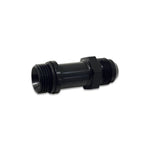 Black anodized 6061 aluminum Vibrant Performance -8AN male to -8AN male ORB straight extender adapter with O-ring.