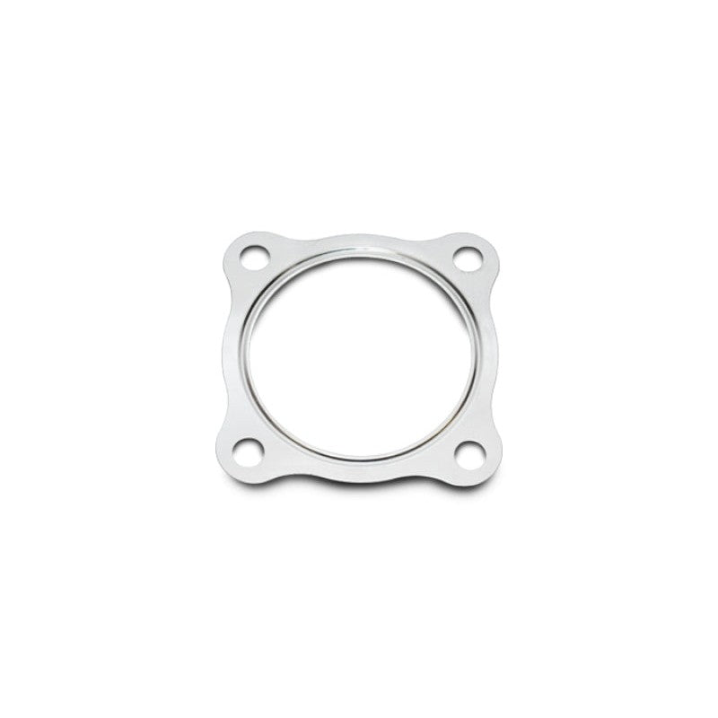 Vibrant Performance metal turbo discharge gasket for GT-series and T3 flanges with 2.5-inch inner diameter.