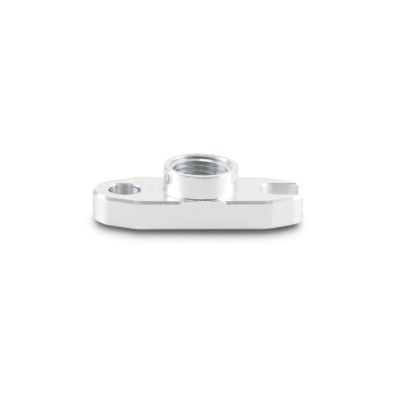 Vibrant Performance 28989 6061 aluminum oil drain flange for T3/T4/T04 turbochargers including two M8 cap screws.