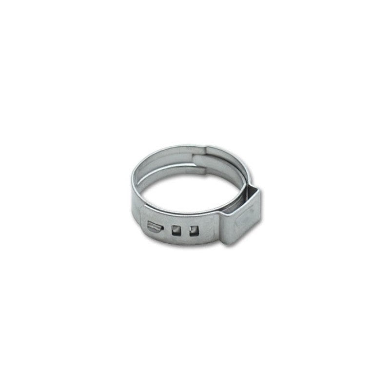 Set of 10 Vibrant Performance stainless steel one ear stepless pinch clamps with a 25.4-28.6mm clamping range.