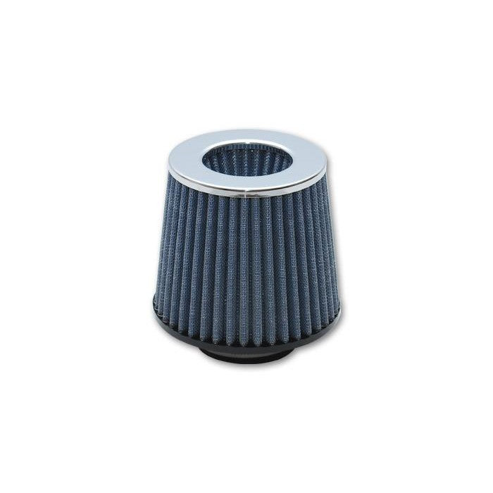 Vibrant Open Funnel air filter with 4.5 inch inlet, pleated media, and polished chrome inverted cap.