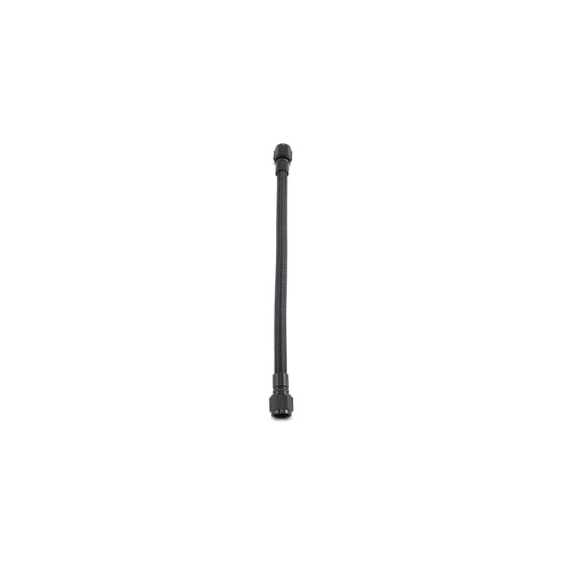 24-inch -8AN PTFE flex hose assembly with straight black anodized aluminum crimp-on hose ends