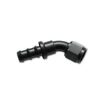 30-degree 6061 aluminum push-on hose end fitting with -6AN sizing and barbed connection point.