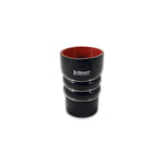 Black 4-ply aramid reinforced silicone CAC hose coupler with integrated stainless steel expansion rings