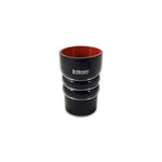 Black 4-ply Aramid reinforced silicone CAC hose coupler with stainless steel expansion rings, 3 inch ID by 3.5 inch length.