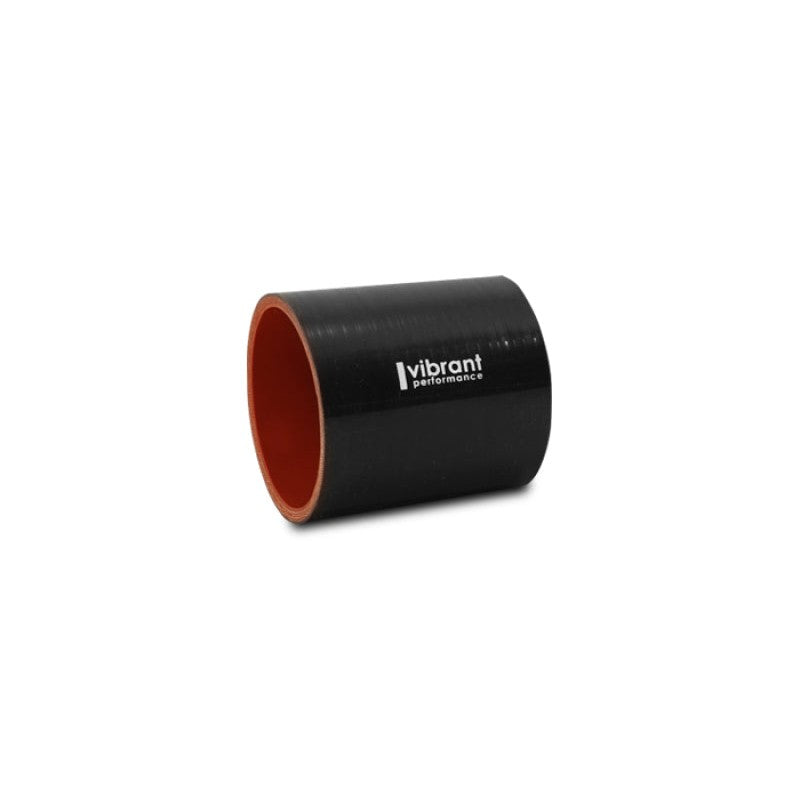 Gloss black silicone straight hose coupler with a 3.75 inch inner diameter and 4-ply Aramid reinforcement.