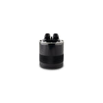 Vibrant Performance Gen3 small 0.75L 4-port oil catch can assembly with black finish and -12 AN adapters.