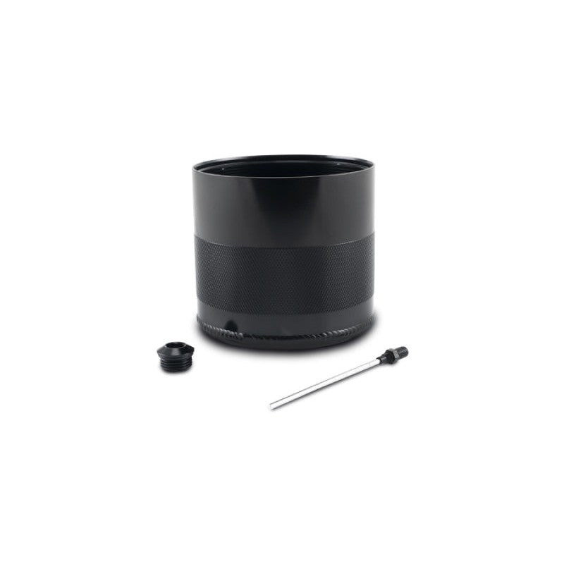 Vibrant Performance Gen3 small 0.75L aluminum catch can reservoir with threaded bottom cap and integrated dipstick.