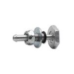 CNC machined aluminum soft mount vacuum barb fitting with lock nut and O-ring for silicone couplers.