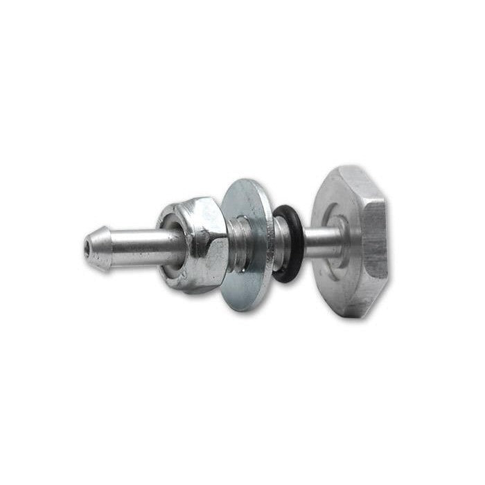 CNC machined aluminum soft mount vacuum barb fitting with lock nut and O-ring for silicone couplers.